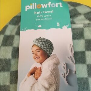Pillowfort Mint Checkered Hair Towel